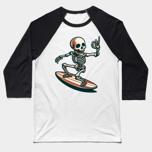 Surfing Skeleton 2 Baseball T-Shirt